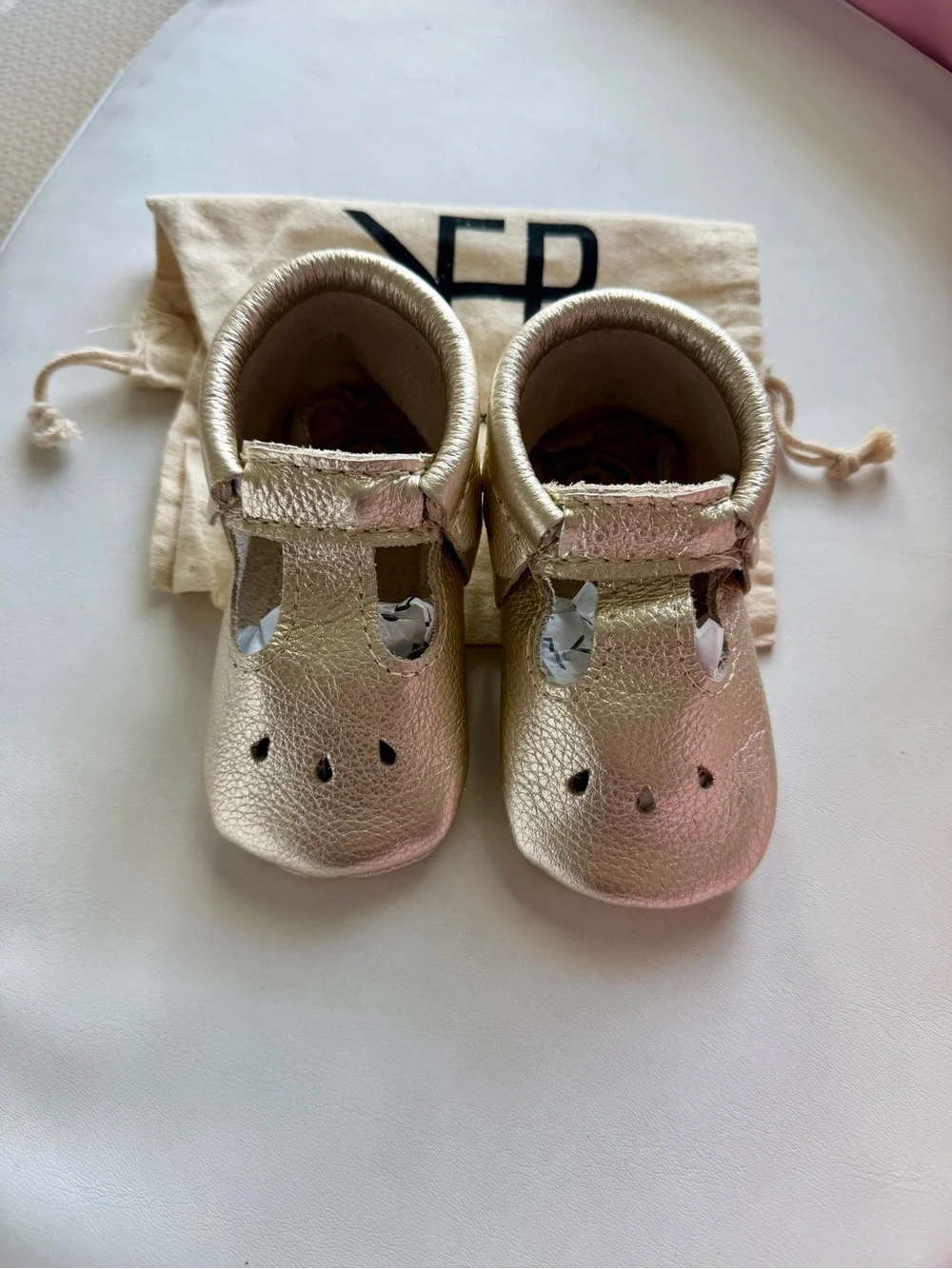 Platinum Mary Jane Baby Shoes - Metallic Gold Kids Shoes size 4
